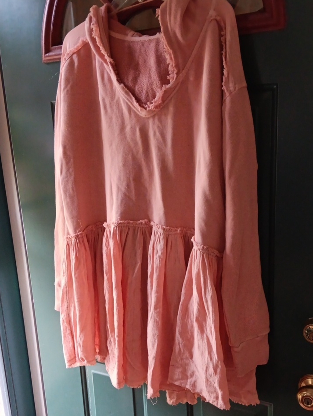 Free People French Terry And Gauze Hooded Top
